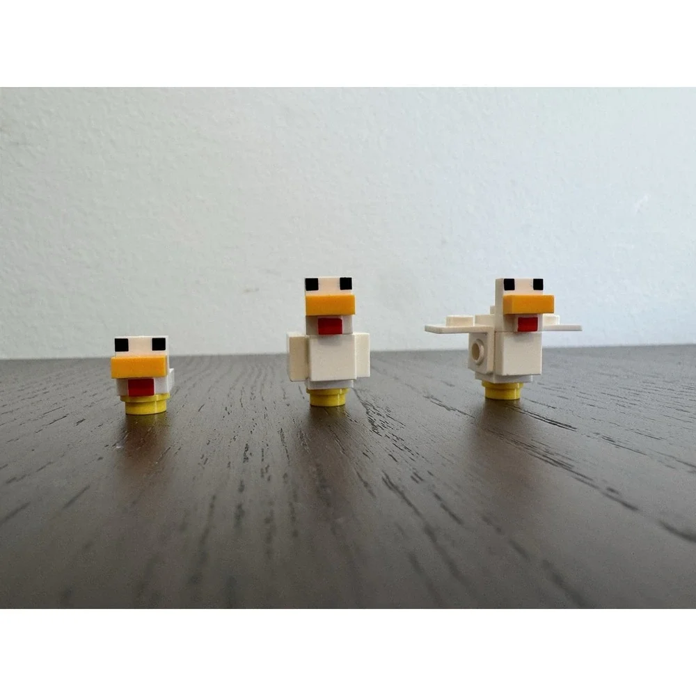 (Lot of 3) Lego Minecraft Chicken Minifigures White Feathers 21140 Chics - Picture 1 of 6